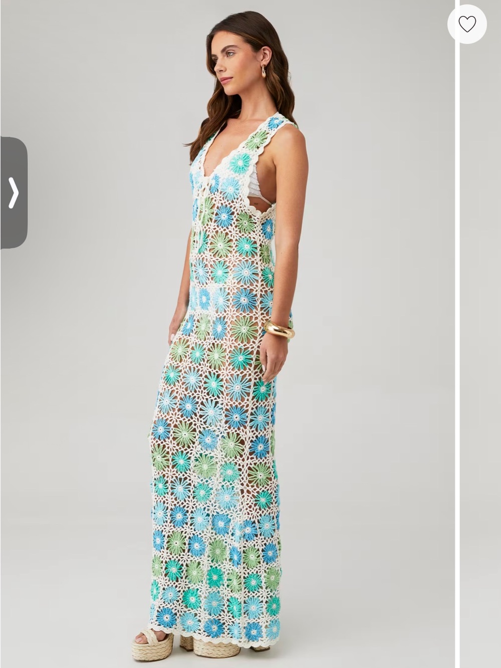 Show Me Your MuMu Crochet Floral Maxi Cover-Up in Blue & Green - Picture 2 of 3